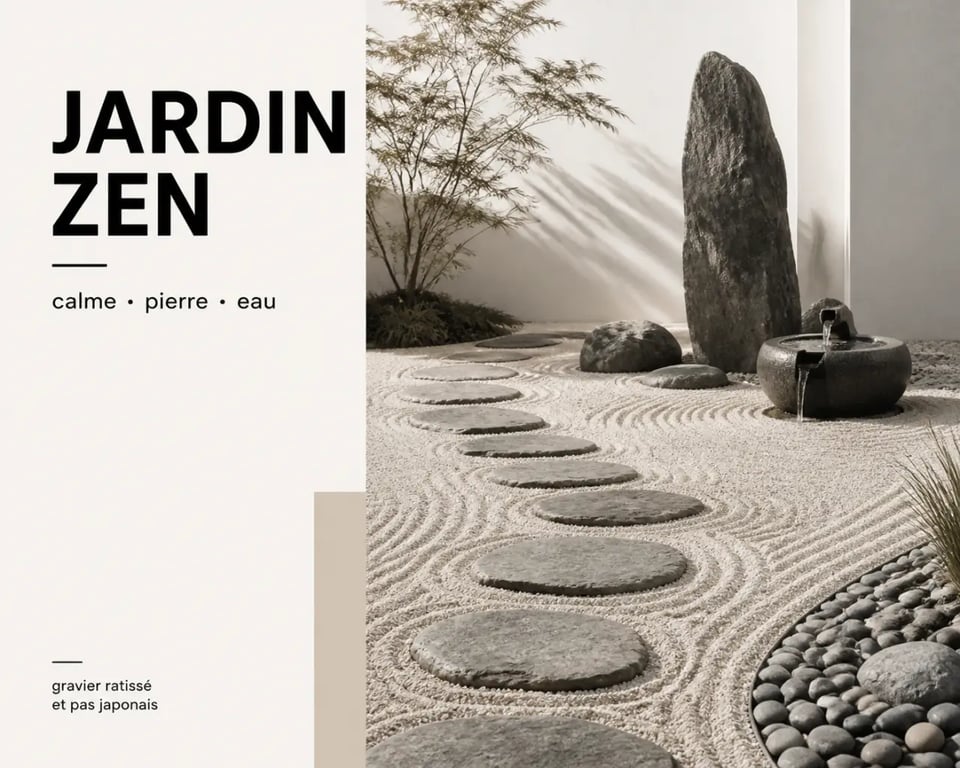 Décoration jardin extérieur zen avec pas japonais et galets