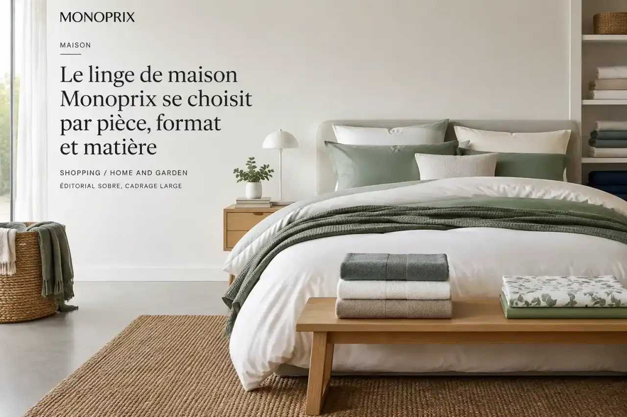 Le linge de maison Monoprix se choisit par pièce, format et matière