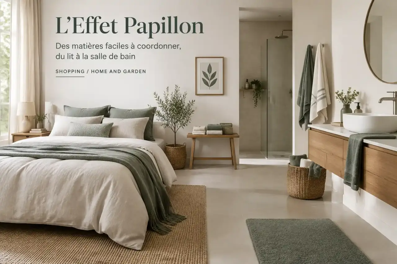 L’Effet Papillon : des matières faciles à coordonner, du lit à la salle de bain