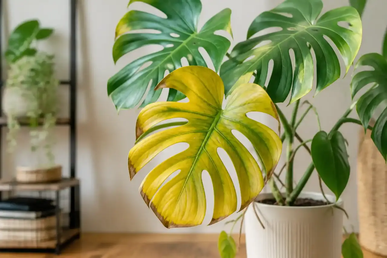 Monstera dans un intérieur lumineux au style naturel