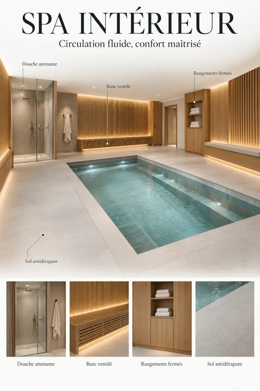 Idée d’aménagement de spa intérieur dans une pièce dédiée avec espace détente