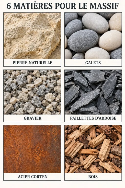 Matières et matériaux pour une décoration de massif extérieur