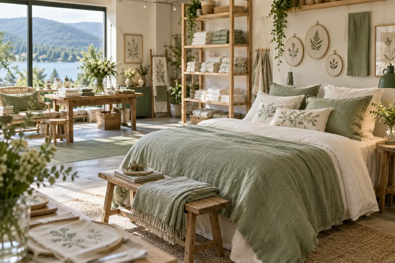 Linge de maison Ligne Verte à Gérardmer : lit, broderie et commandes partout en France