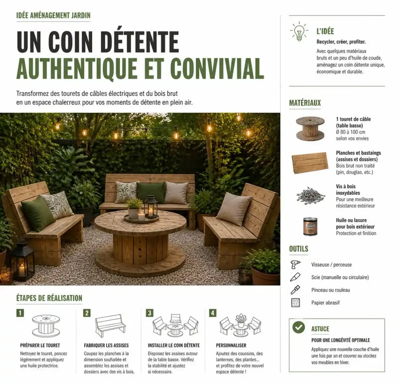 Mobilier de jardin DIY avec objets de récupération