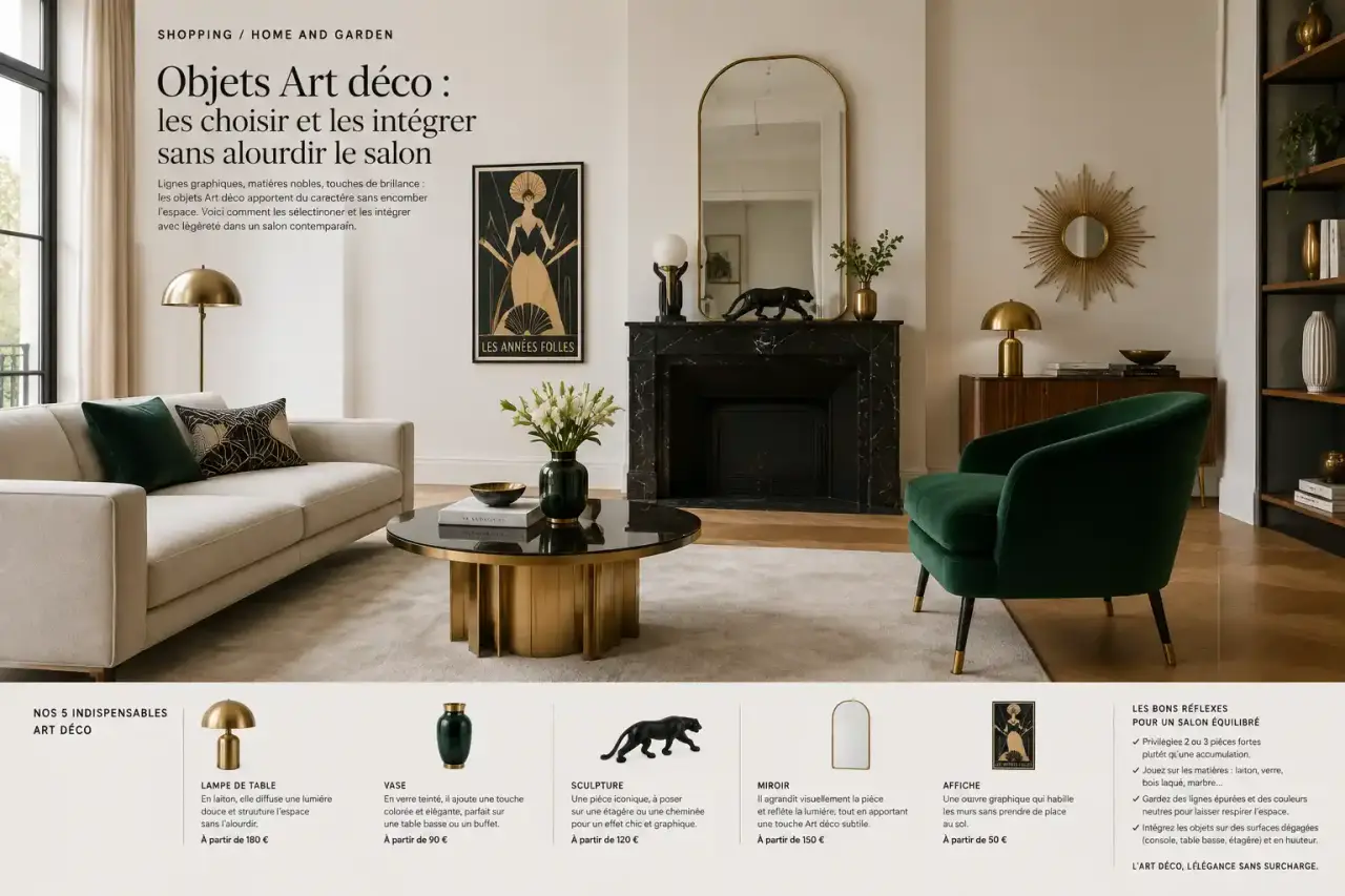 Objets Art déco : les choisir et les intégrer sans alourdir le salon