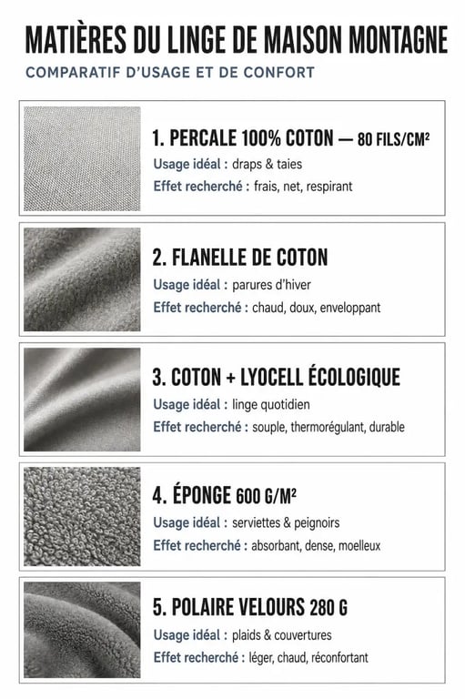 Comparatif des matières pour le linge de maison montagne