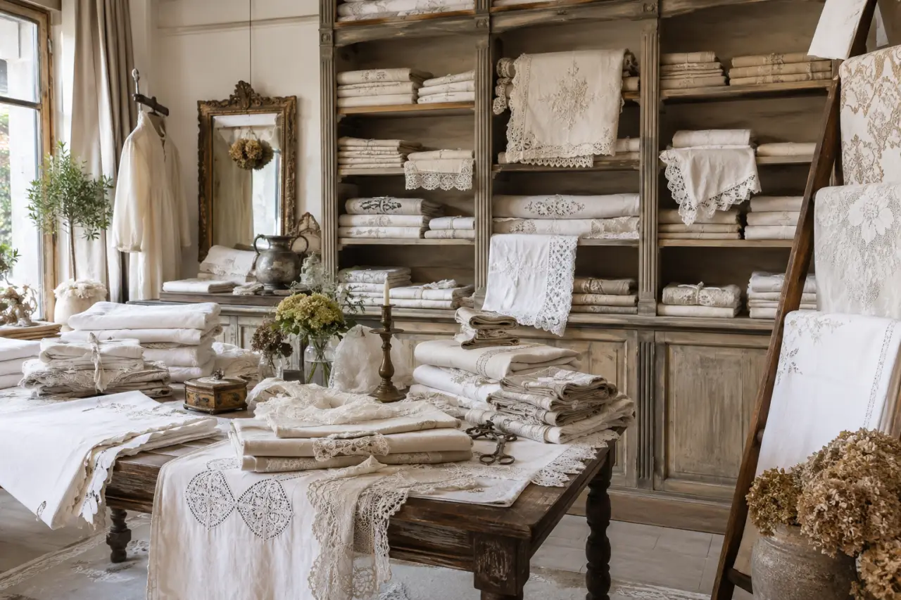 Maison du Linge Ancien : draps, nappes et broderies anciennes pour acheter en confiance